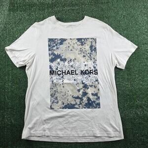 Michael Kors Men's Large White Graphic T Shirt Abstract‎ Logo Tee